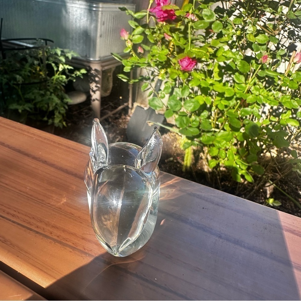 Vintage Clear Lead Crystal Rabbit Bunny Figurine Paperweight - Picture 4 of 5